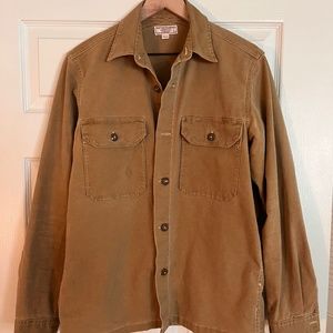 Wallace & Barnes J.Crew Small Khaki Canvas Two Pocket Button Down Shirt Jacket